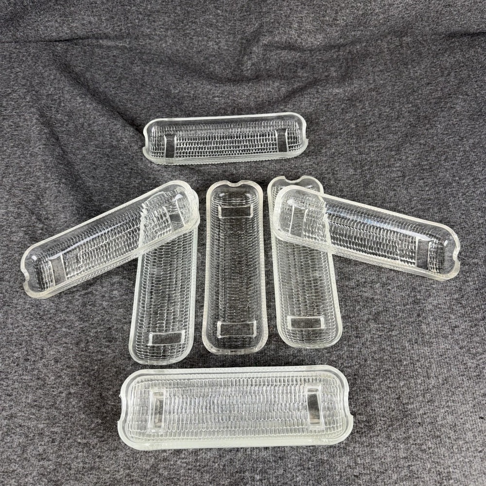 Vintage Unmarked Clear Pressed Glass Corn Cob Trays Set 9 Serving Dishes